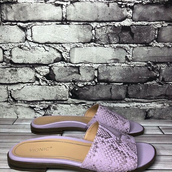 Vionic Demi Purple Leather Snake Embossed Orthopedic Sandals Women Sz 10M US/42 - Picture 6 of 16
